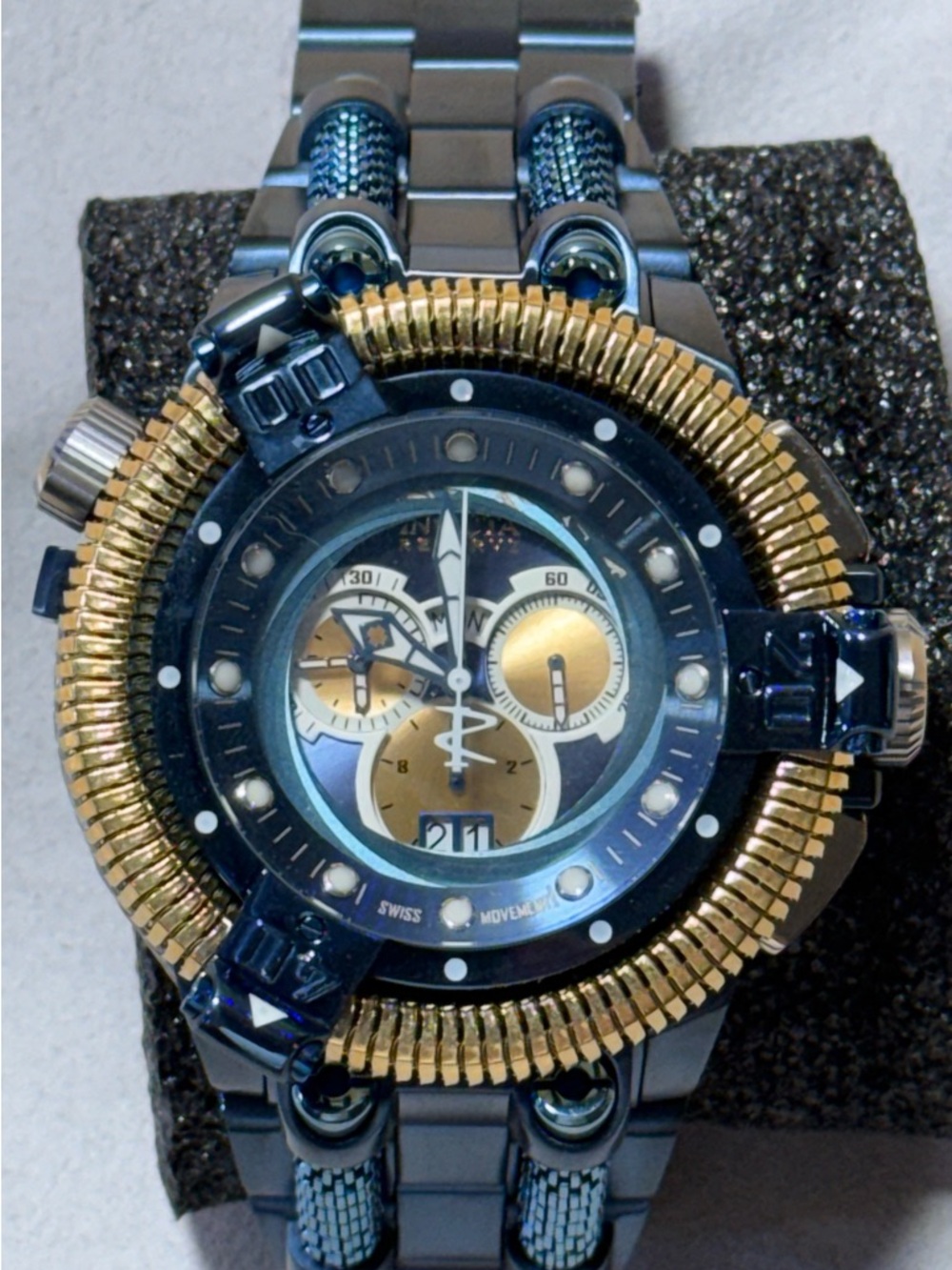 Invicta King Python Reserve Collection 40572 Blue Gold Chronograph Watch